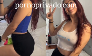 Catarina Paolino vestindo as blusas do Onlyfans